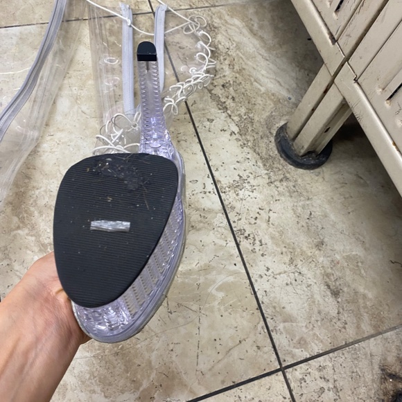 Clear thigh high lace up pleasers open toe 7 - Picture 2 of 4